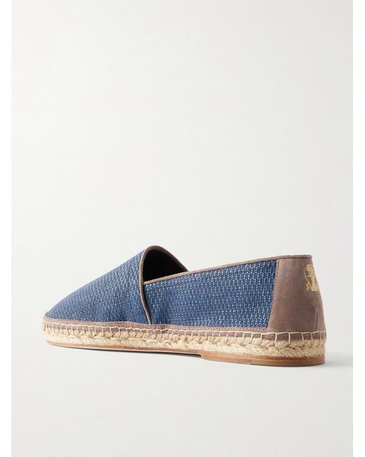 Brunello Cucinelli Blue Suede-trimmed Raffia Espadrilles for men