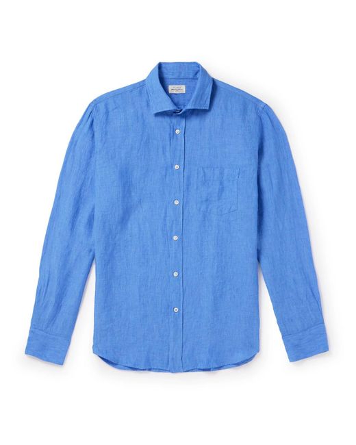 Hartford Blue Paul Linen Shirt for men