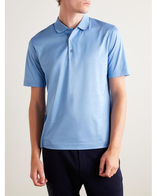 Charvet Blue Slim-Fit Cotton Polo Shirt for men