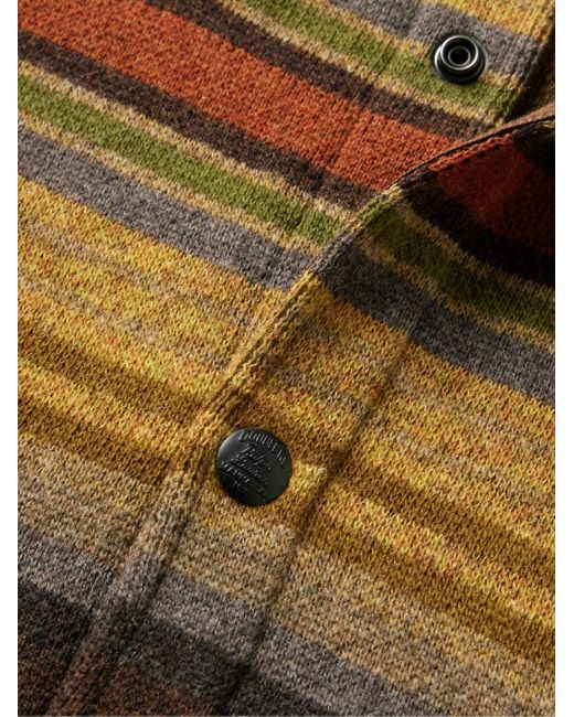 RRL Brown Striped Wool Overshirt for men