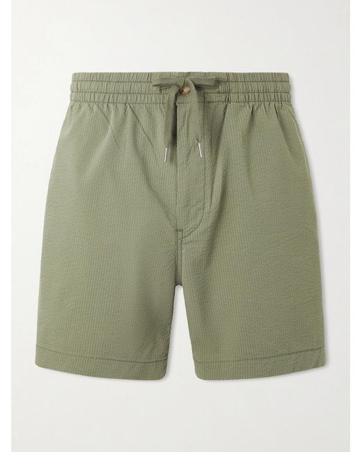 Polo Ralph Lauren Green Straight-Leg Cotton-Blend Seersucker Drawstring Shorts for men