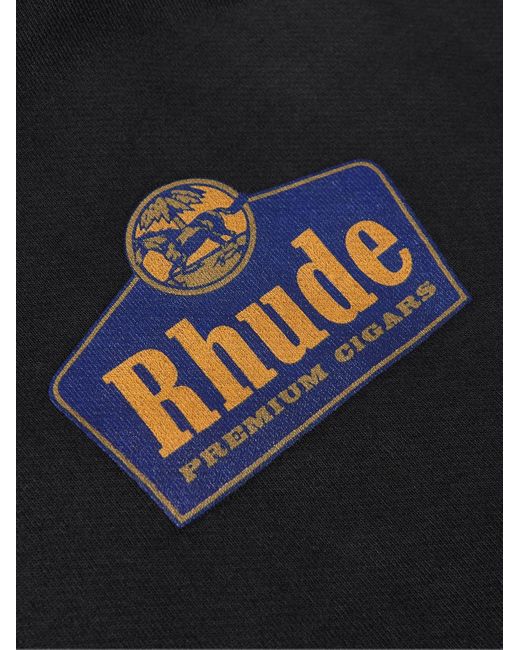 Rhude Black Grand Cru Logo-print Cotton-jersey Hoodie for men