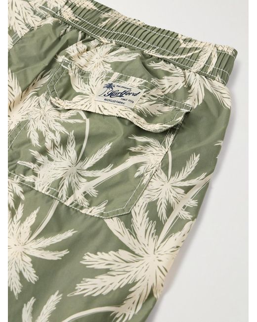Hartford Metallic Straight-leg Mid-length Printed Recycled Swim Shorts for men