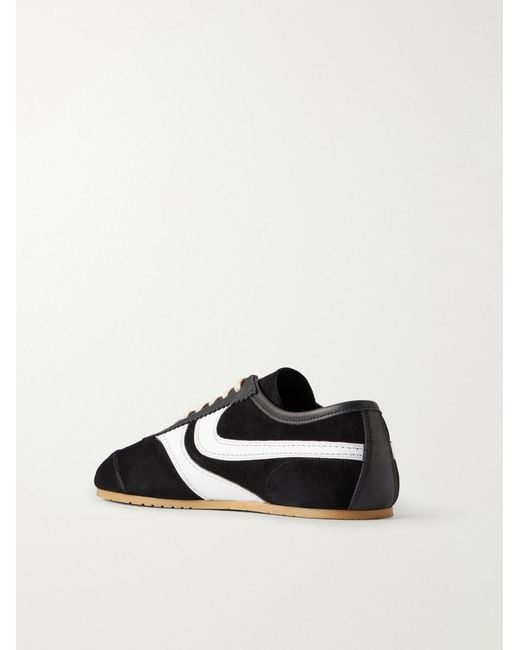 Dries Van Noten Black Leather-Trimmed Suede Sneakers for men