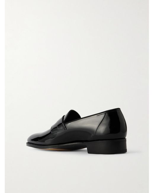 John Lobb Black Jamie Patent-Leather Penny Loafers for men
