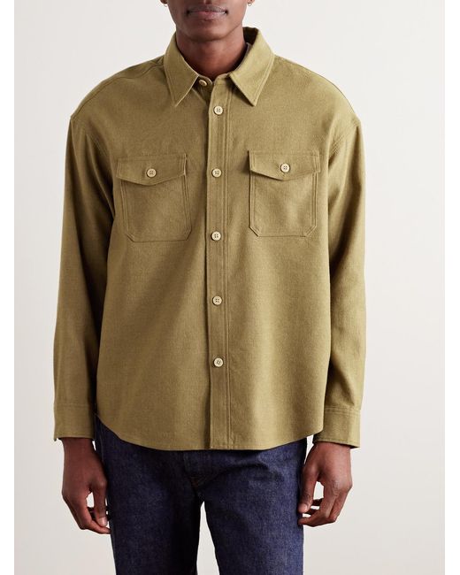 Visvim Green Wool And Linen-Blend Overshirt for men