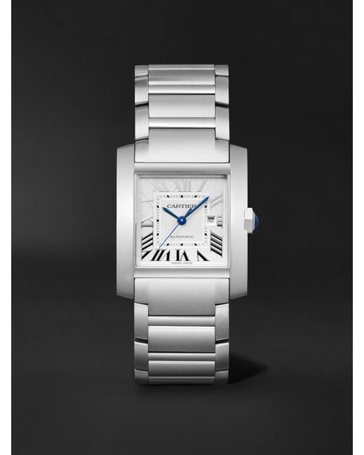 Cartier Black Tank Française Automatic Stainless Steel Watch, Ref. Wsta0067 for men