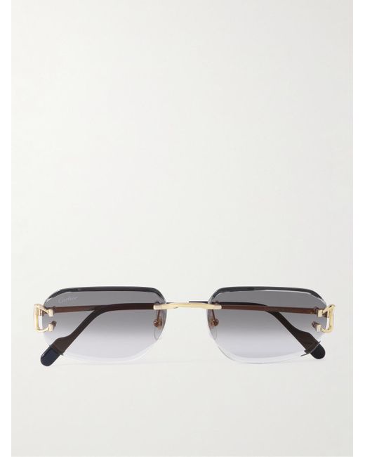 Cartier Metallic Signature C Rimless D-Frame-Tone Sunglasses for men