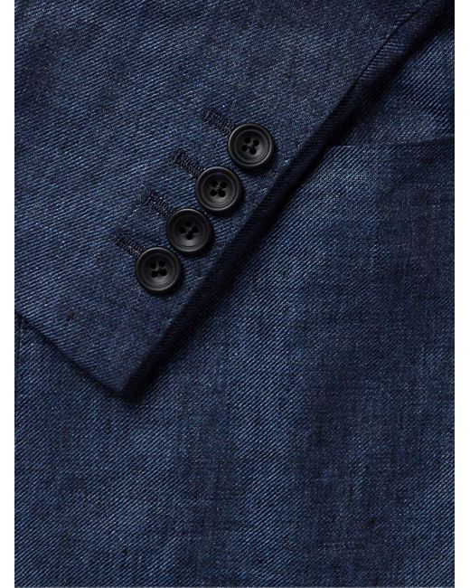 Kingsman Blue Slim-fit Linen Blazer for men