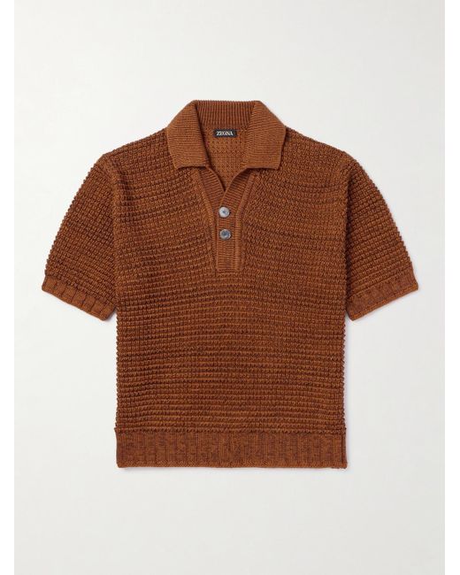 Zegna Brown Open-knit Cotton for men