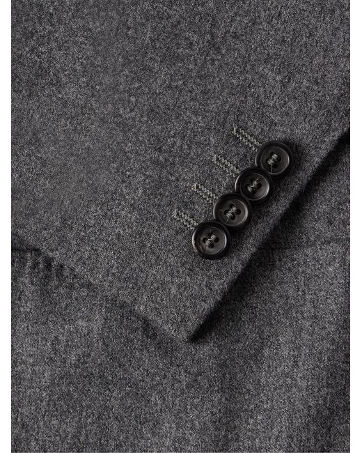 Canali Gray Kei Slim-Fit Double-Breasted Wool-Flannel Blazer for men