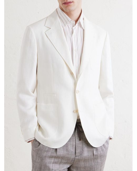 Brunello Cucinelli White Linen Blazer for men