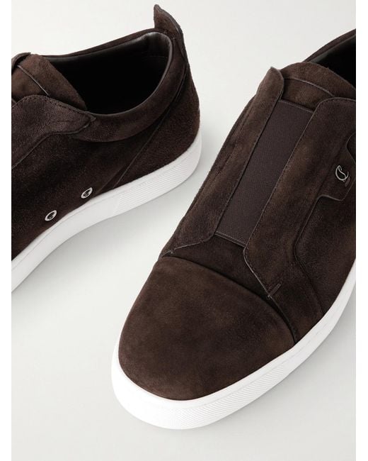 Christian Louboutin St Louis Slip-ons aus Veloursleder in Brown für Herren