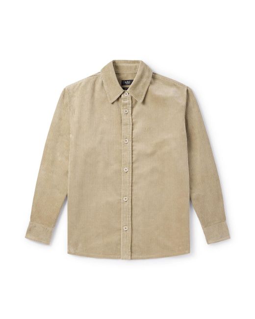A.P.C. Natural Bobby Logo-embroidered Cotton-corduroy Overshirt for men