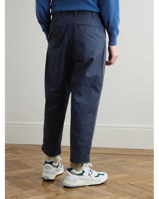 Beams Plus 2 Pleats schmal zulaufende in Blue für Herren