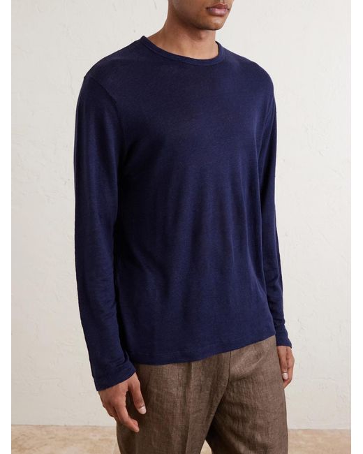 Hartford Blue Linen-Jersey T-Shirt for men