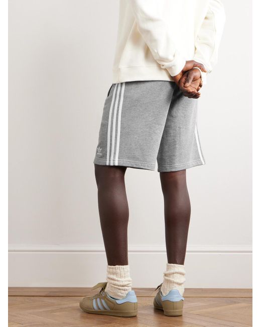 Adidas Originals Gray Adicolor Straight-leg Logo-embroidered Striped Cotton-jersey Shorts for men
