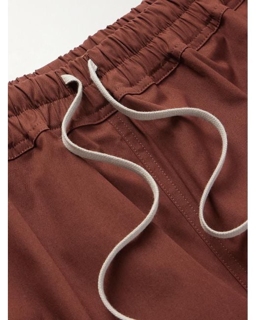 Rick Owens Red Straight-leg Stretch-cotton Poplin Drawstring Shorts for men