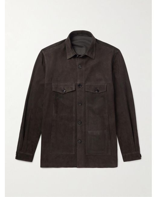 Thom Sweeney Black Suede Overshirt for men