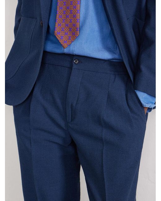 Rubinacci Blue Straight-leg Linen Trousers for men