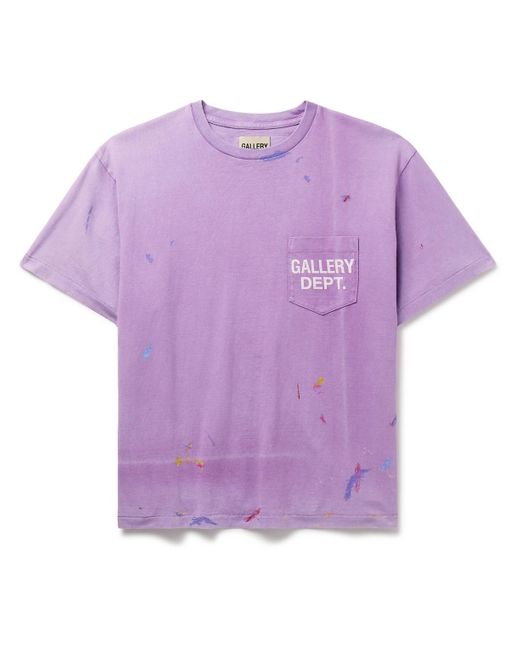 GALLERY DEPT. Purple Logo-print Paint-splattered Cotton-jersey T-shirt for men
