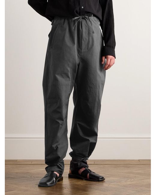 Lemaire Gray Maxi Military Tapered Garment-dyed Cotton Trousers for men