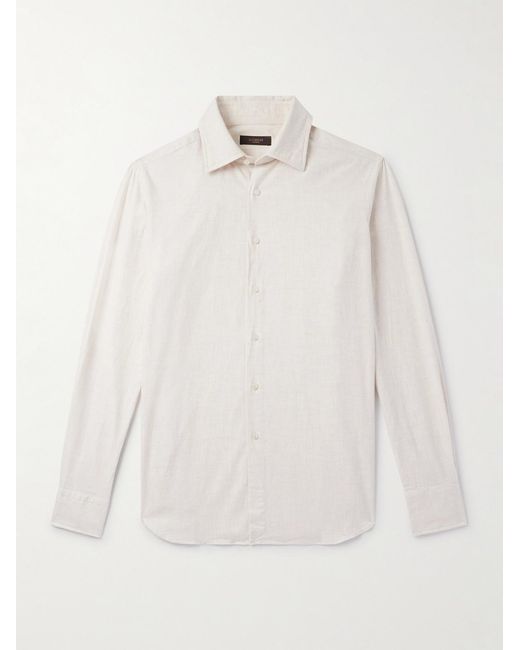 Slowear White Glanshirt Slim-fit Cotton-twill Shirt for men