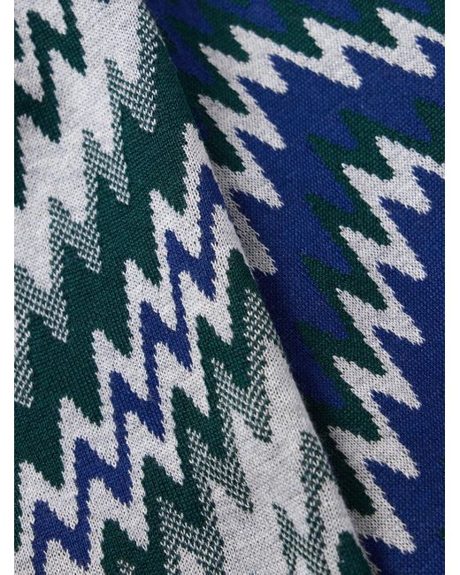 Missoni Blue Jacquard-knit Cotton Scarf for men