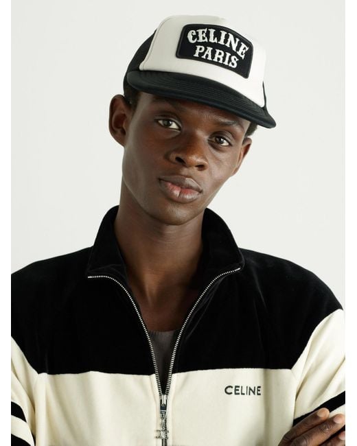 Céline Black Logo-appliquéd Cotton-canvas And Mesh Trucker Cap for men