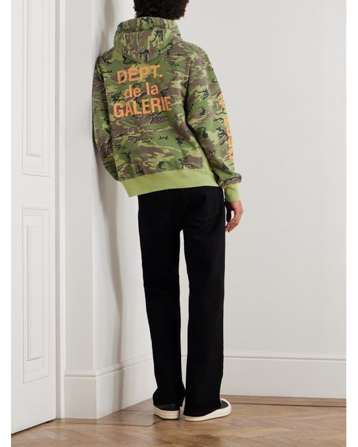 GALLERY DEPT. Green Camouflage And Logo-Print Cotton-Jersey Hoodie for men