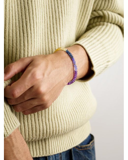 Sydney Evan Black 14-Karat Multi-Stone Beaded Bracelet for men