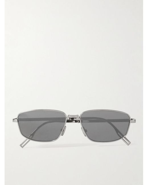 Dior Gray Dior90 S1u Rectangular-frame Silver-tone Sunglasses for men