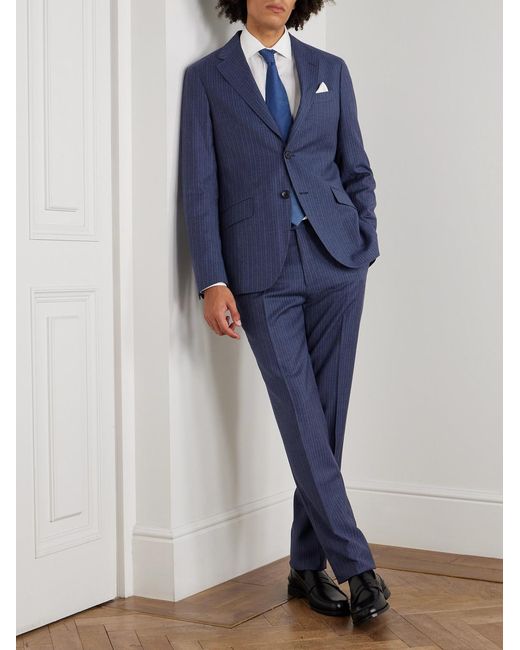 Etro Blue Roma Pinstriped Wool Suit for men