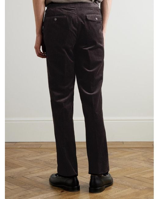 Mr P. Black Tapered Cotton And Cashmere-blend Corduroy Tuxedo Trousers for men