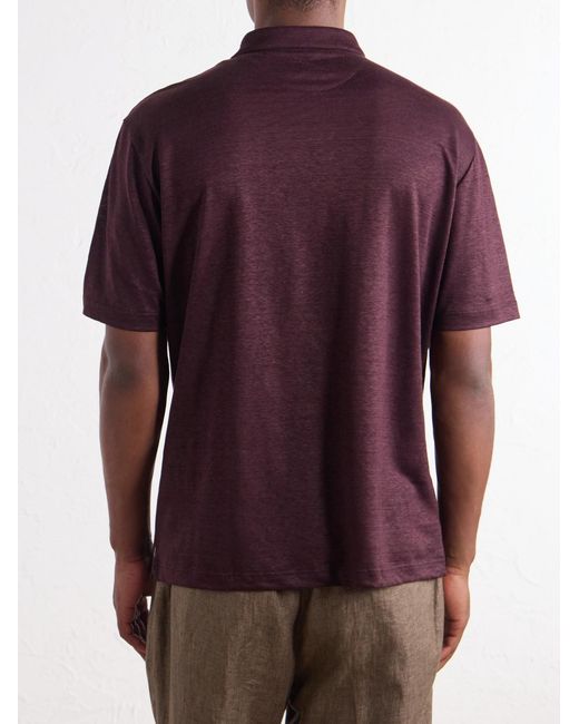 Eleventy Purple Linen-Jersey Polo Shirt for men