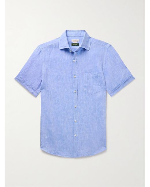 Incotex Glanshirt schmal geschnittenes Hemd aus Leinen in Blue für Herren