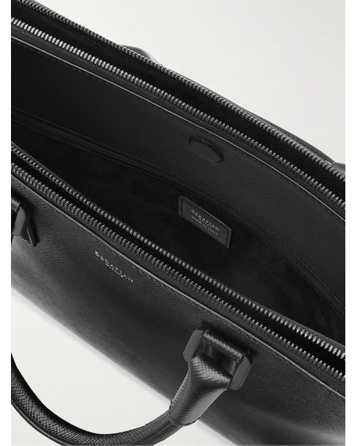 Serapian Black Evoluzione Cross-grain Leather Briefcase for men