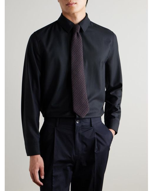 Mr P. Black Wool, Silk And Cashmere-Blend Shirt for men