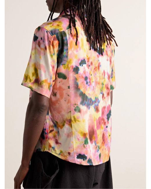 Corridor NYC Pink Camp-collar Tie-dyed Woven Shirt for men