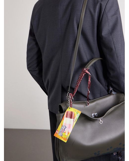 Balenciaga Metallic Keyring Snack Printed Leather Pouch for men