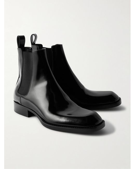 Saint Laurent Black Vadim Polished-Leather Chelsea Boots for men
