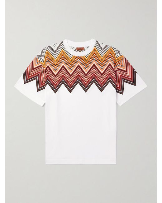 T-shirt oversize in jersey di cotone stampato con logo applicato di Missoni in White da Uomo