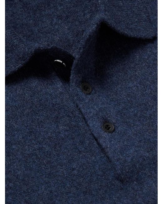Beams Plus Blue Wool Polo Shirt for men