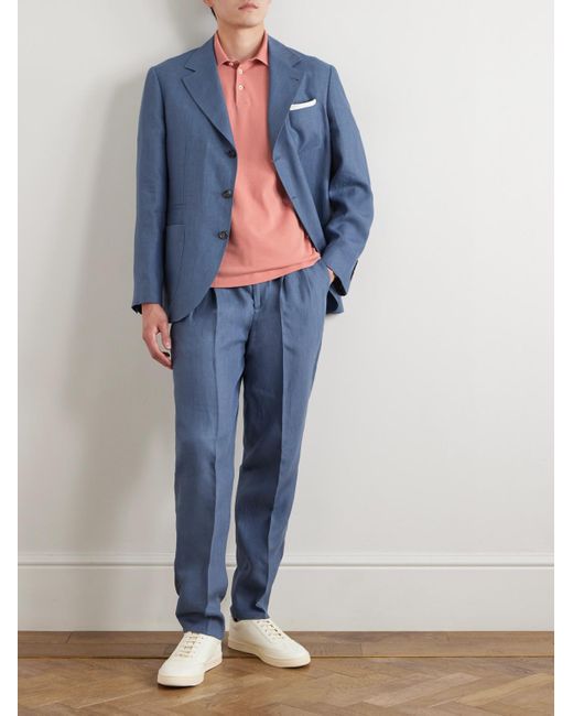 Brunello Cucinelli Pink Slim-Fit Cotton-Piqué Polo Shirt for men