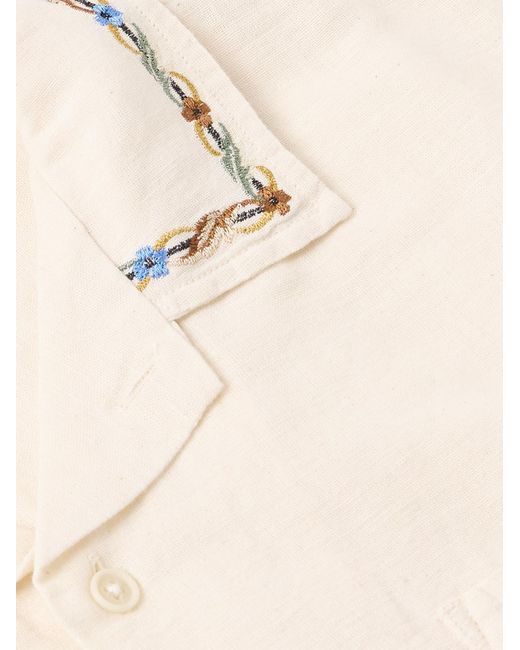 Corridor NYC Natural Convertible-Collar Embroidered Linen And Cotton-Blend Voile Shirt for men