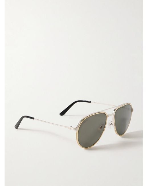 Cartier Natural Santos Evolution Aviator-style Gold And Silver-tone Sunglasses for men
