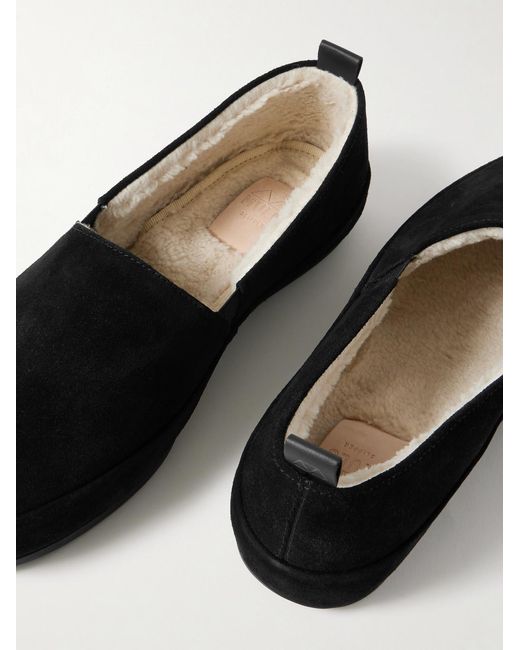 Mulo Black Shearling-Lined Suede Loafers for men