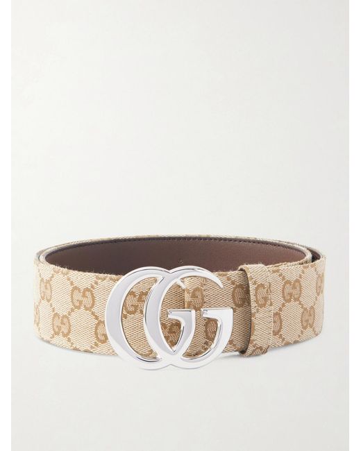 Gucci Natural 4Cm Marmont Logo-Jacquard Canvas Belt for men