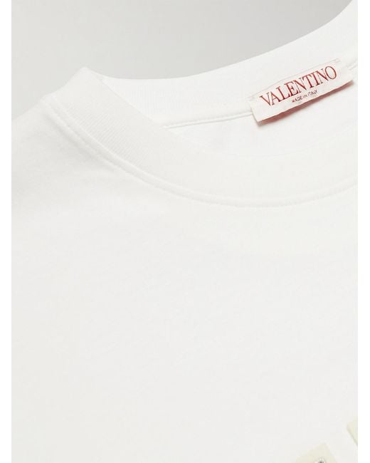 Valentino Garavani White Logo-Appliquéd Cotton-Jersey T-Shirt for men