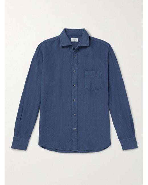 Hartford Blue Paul Pat Linen Shirt for men